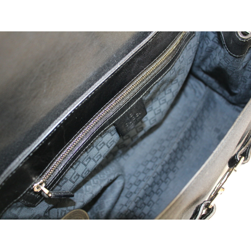 Gucci Leather Handbag Double Black Canvas GG - Picture 7 of 7